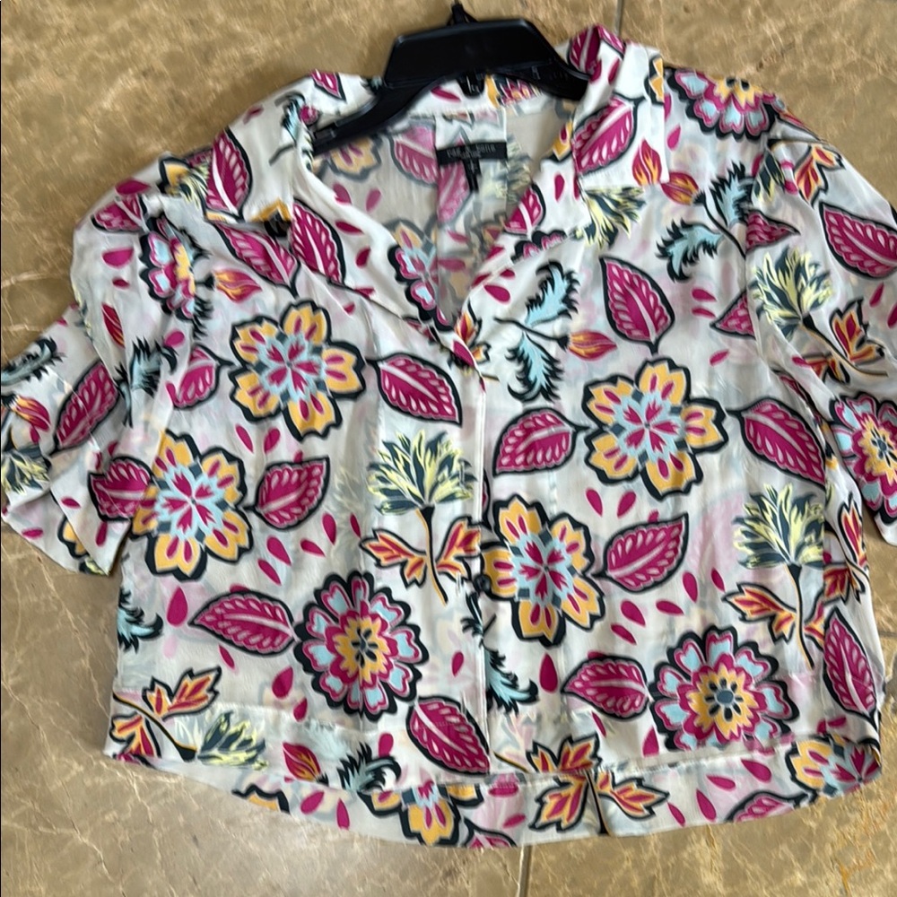 Floral Women's Top - Pink and Yellow